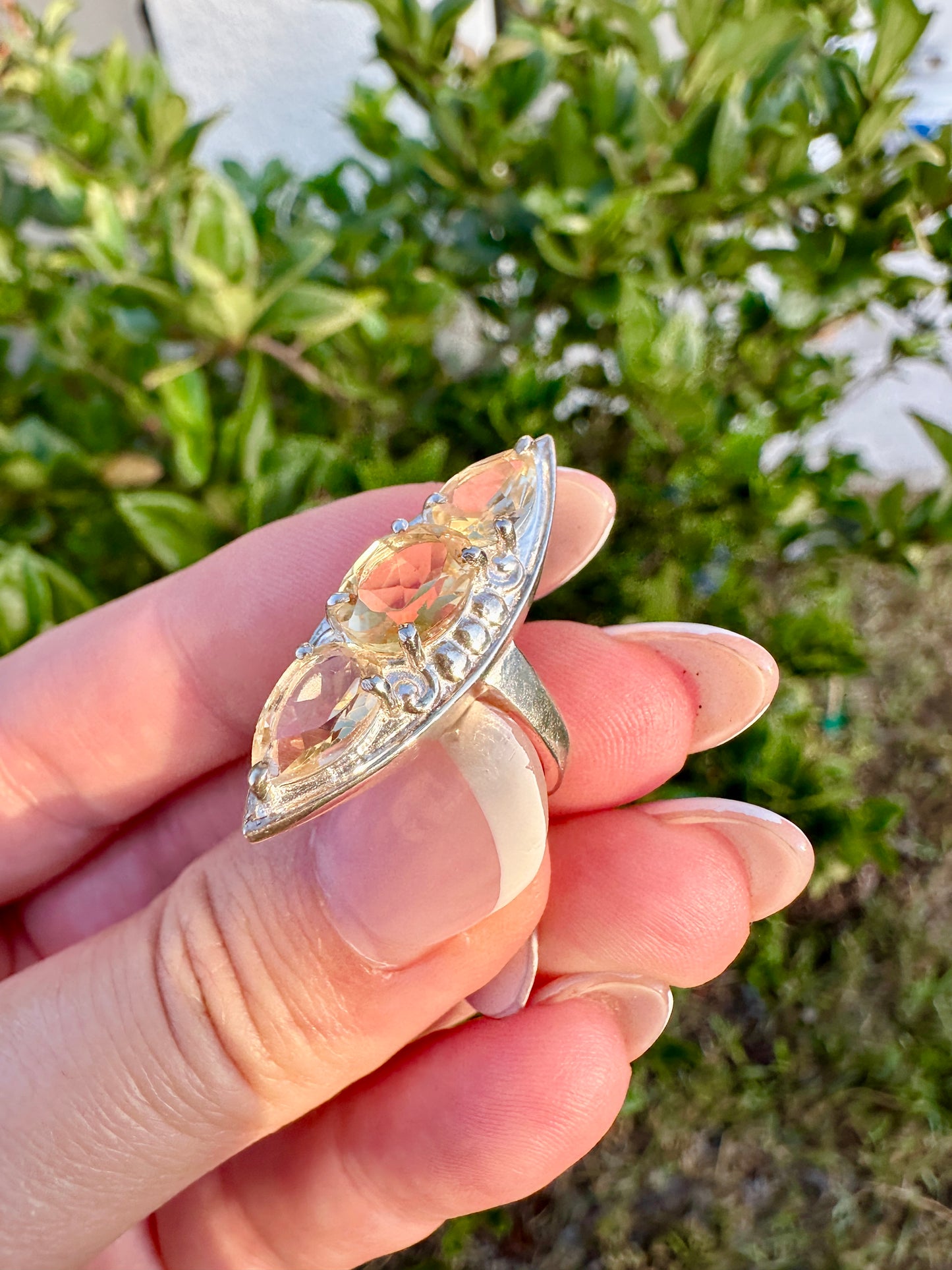 Citrine Sterling Silver Ring Size 5.25 - Elegant Jewelry for Prosperity and Joy
