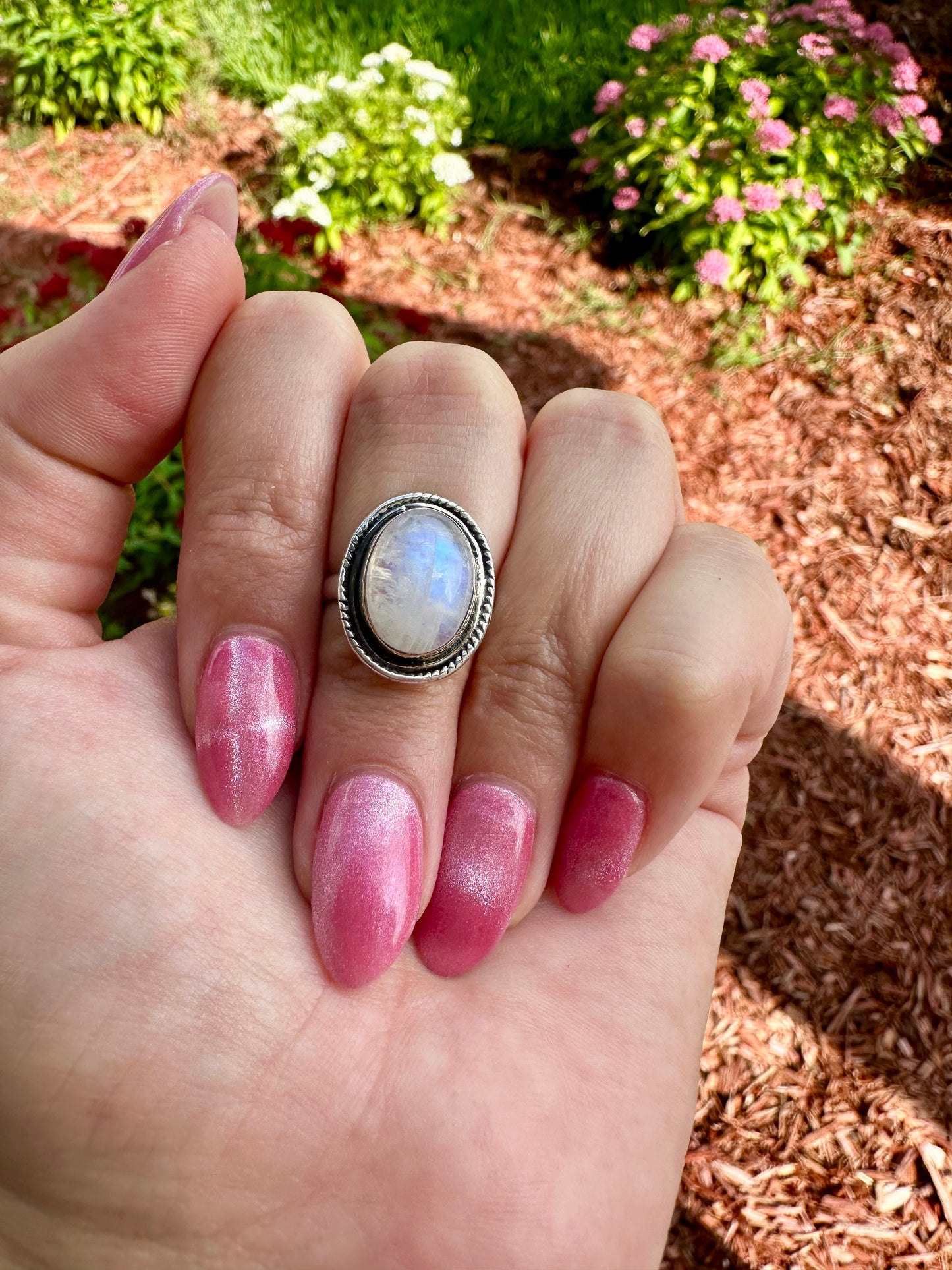 Sterling Silver Moonstone Ring Size 6
