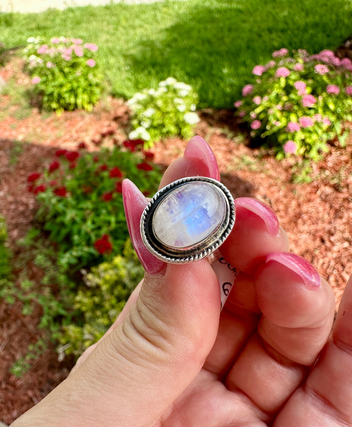Sterling Silver Moonstone Ring Size 6