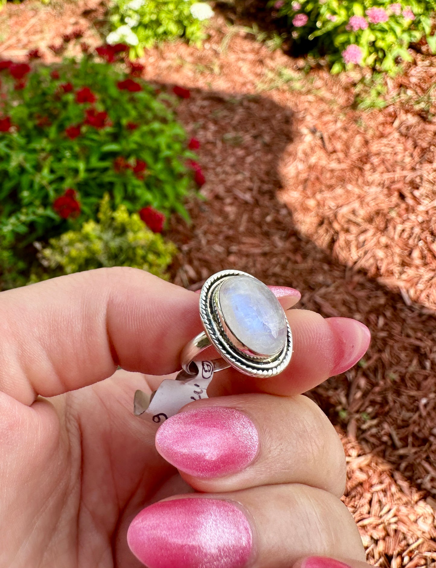 Sterling Silver Moonstone Ring Size 6