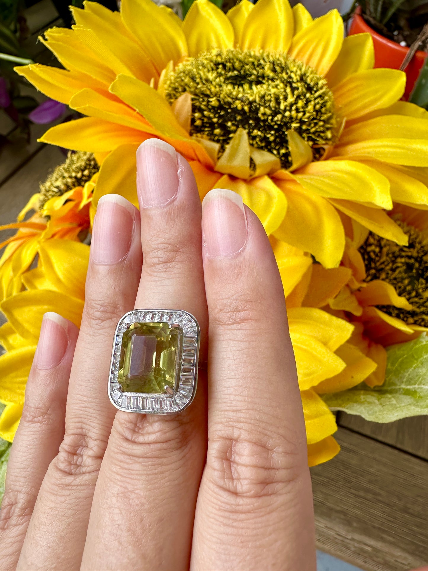 Exquisite Yellow Moissanite Sterling Silver Adjustable Ring - Natural Gemstone Ring for Healing, Fashion, and Gift Giving