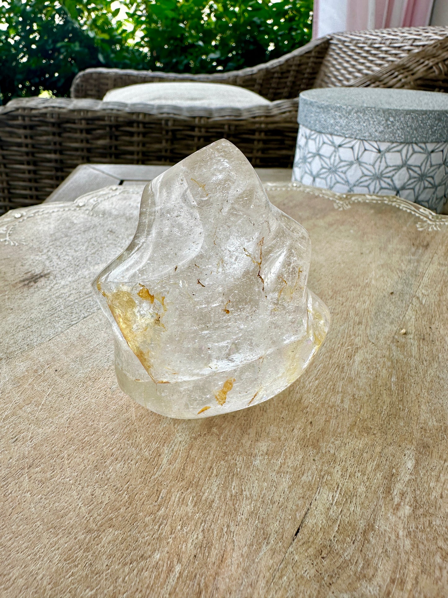 Clear Quartz Flame Sculpture - Radiant Energy Amplifier for Clarity, Healing, and Spiritual Growth, Perfect Home Decor