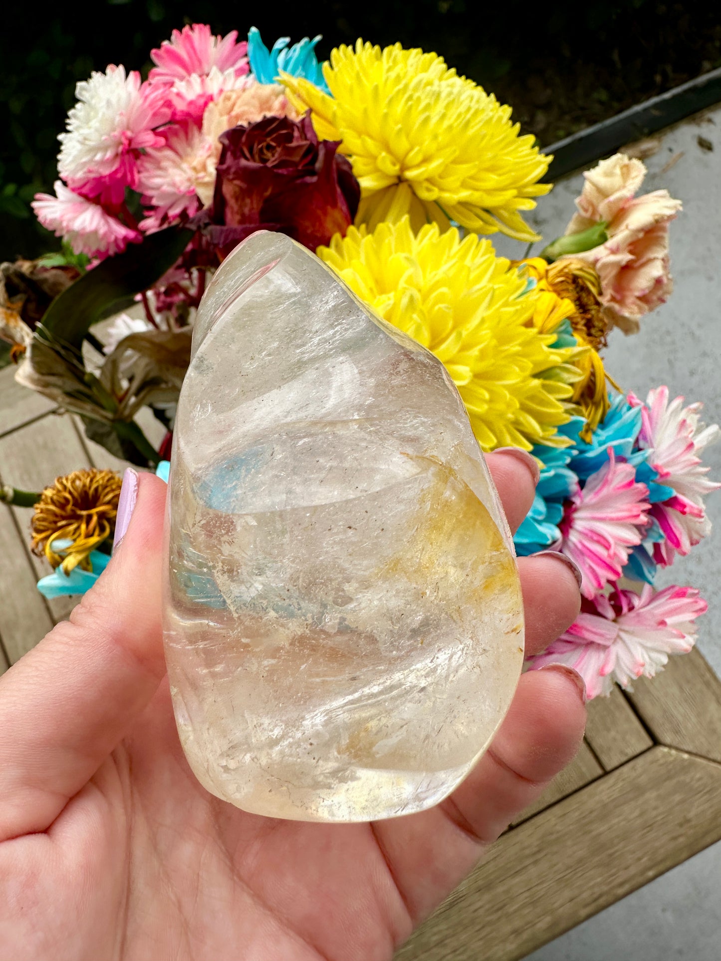 Clear Quartz Flame Sculpture - Radiant Energy Amplifier for Clarity, Healing, and Spiritual Growth, Perfect Home Decor