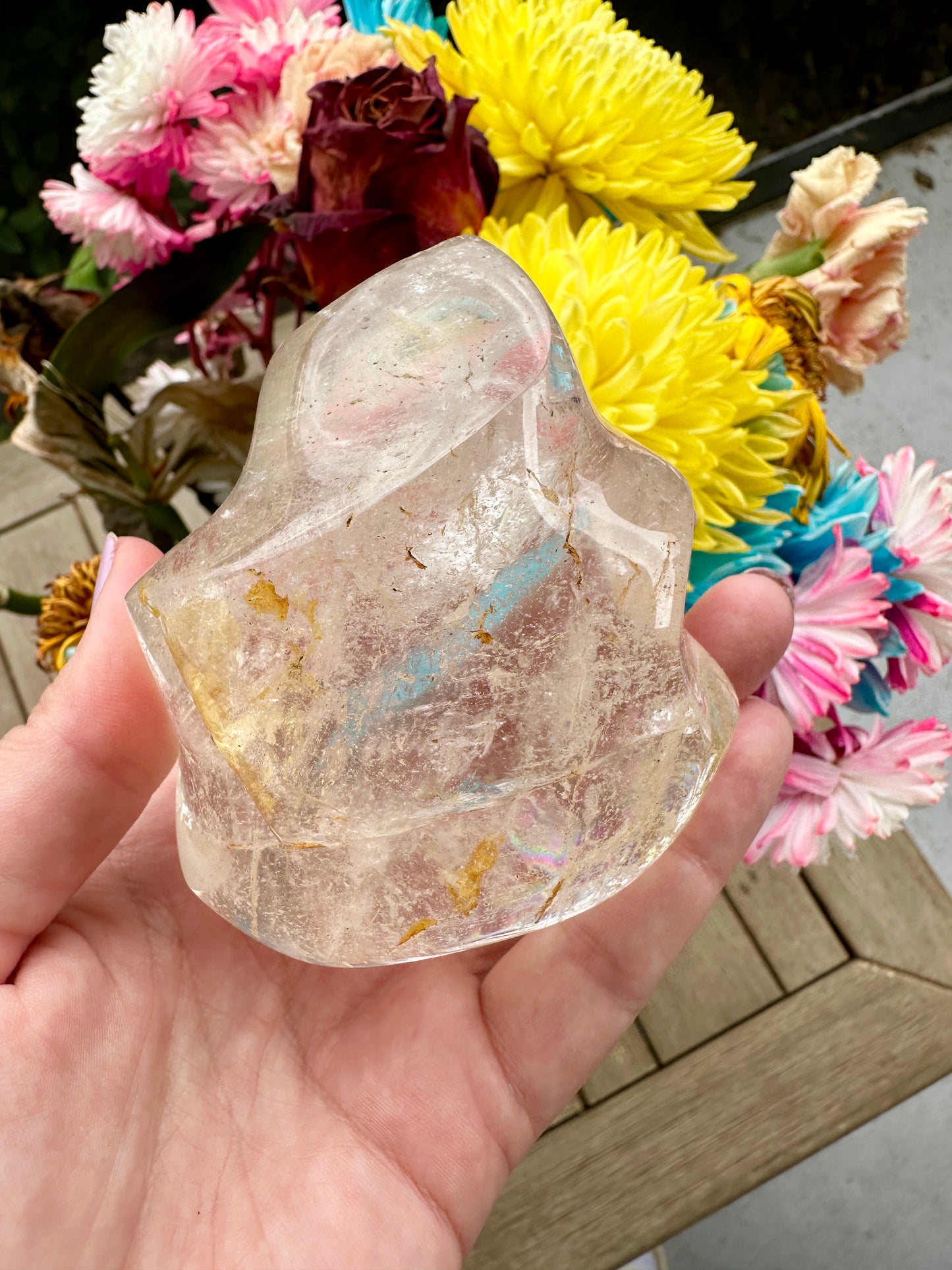 Clear Quartz Flame Sculpture - Radiant Energy Amplifier for Clarity, Healing, and Spiritual Growth, Perfect Home Decor