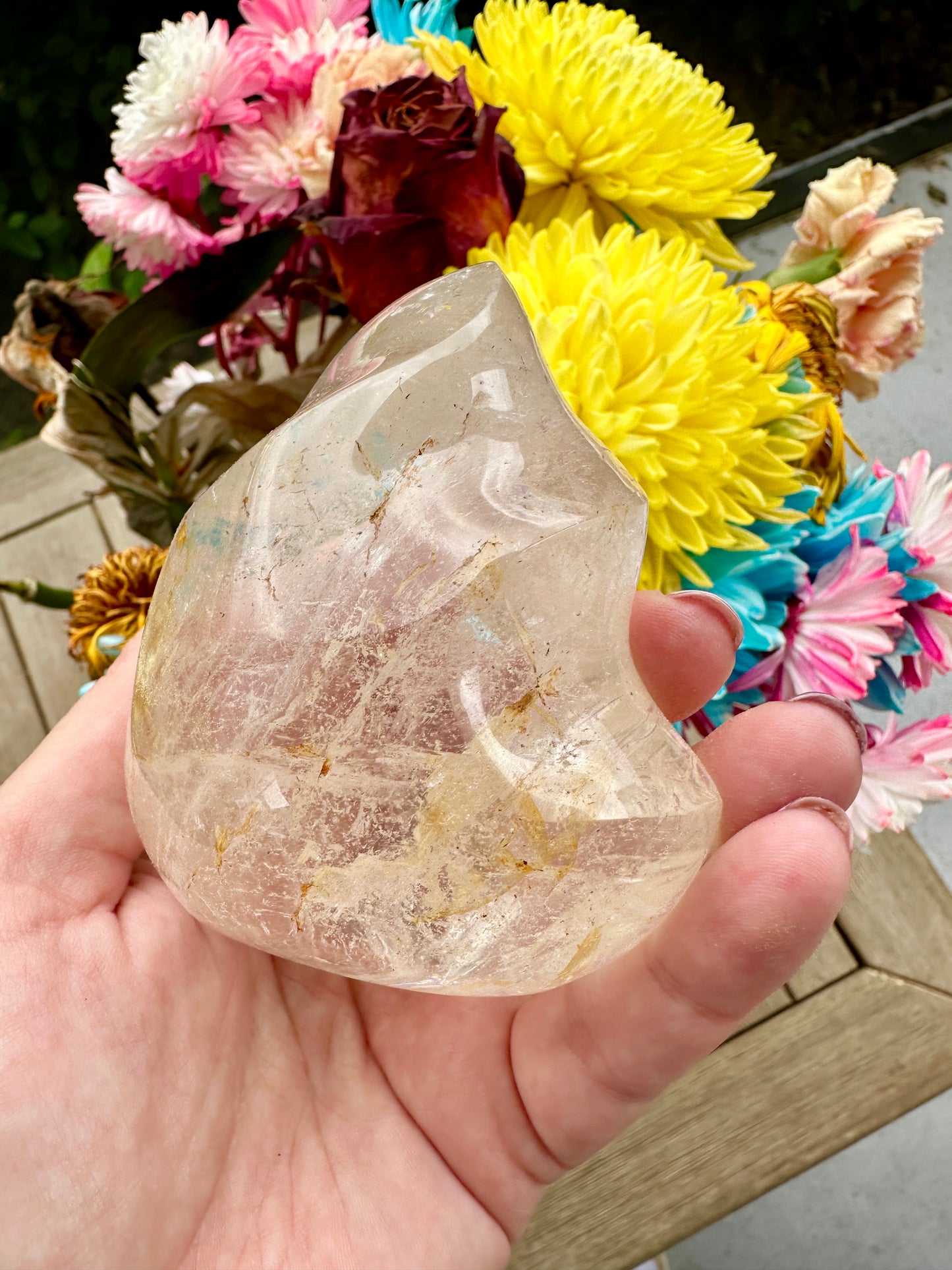 Clear Quartz Flame Sculpture - Radiant Energy Amplifier for Clarity, Healing, and Spiritual Growth, Perfect Home Decor
