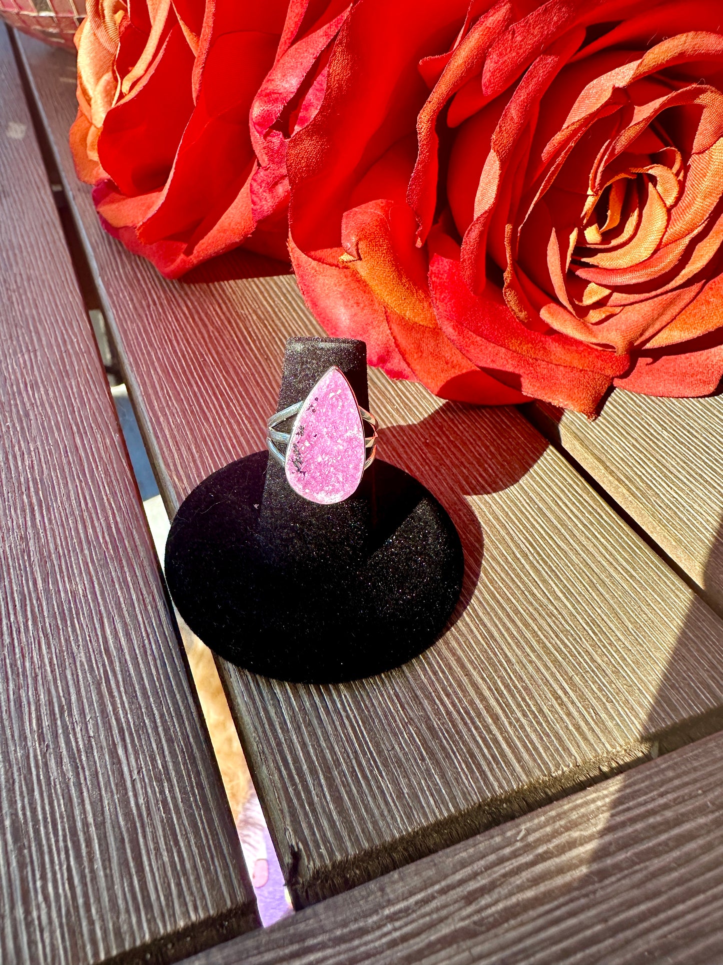 Cobaltoan Calcite Sterling Silver Ring Size 6 - Vibrant Pink Gemstone Jewelry for Love and Healing, Elegant Accessory