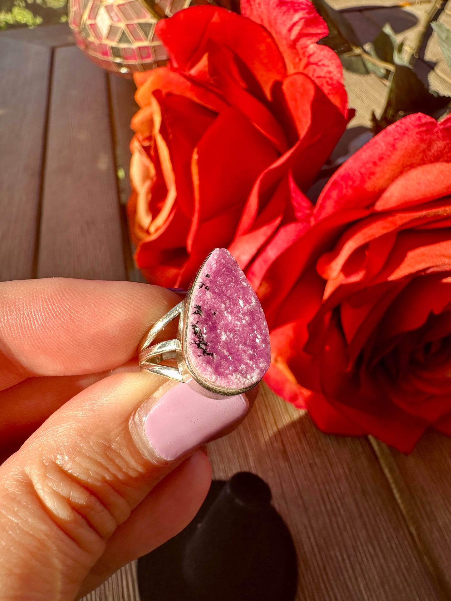 Cobaltoan Calcite Sterling Silver Ring Size 6 - Vibrant Pink Gemstone Jewelry for Love and Healing, Elegant Accessory