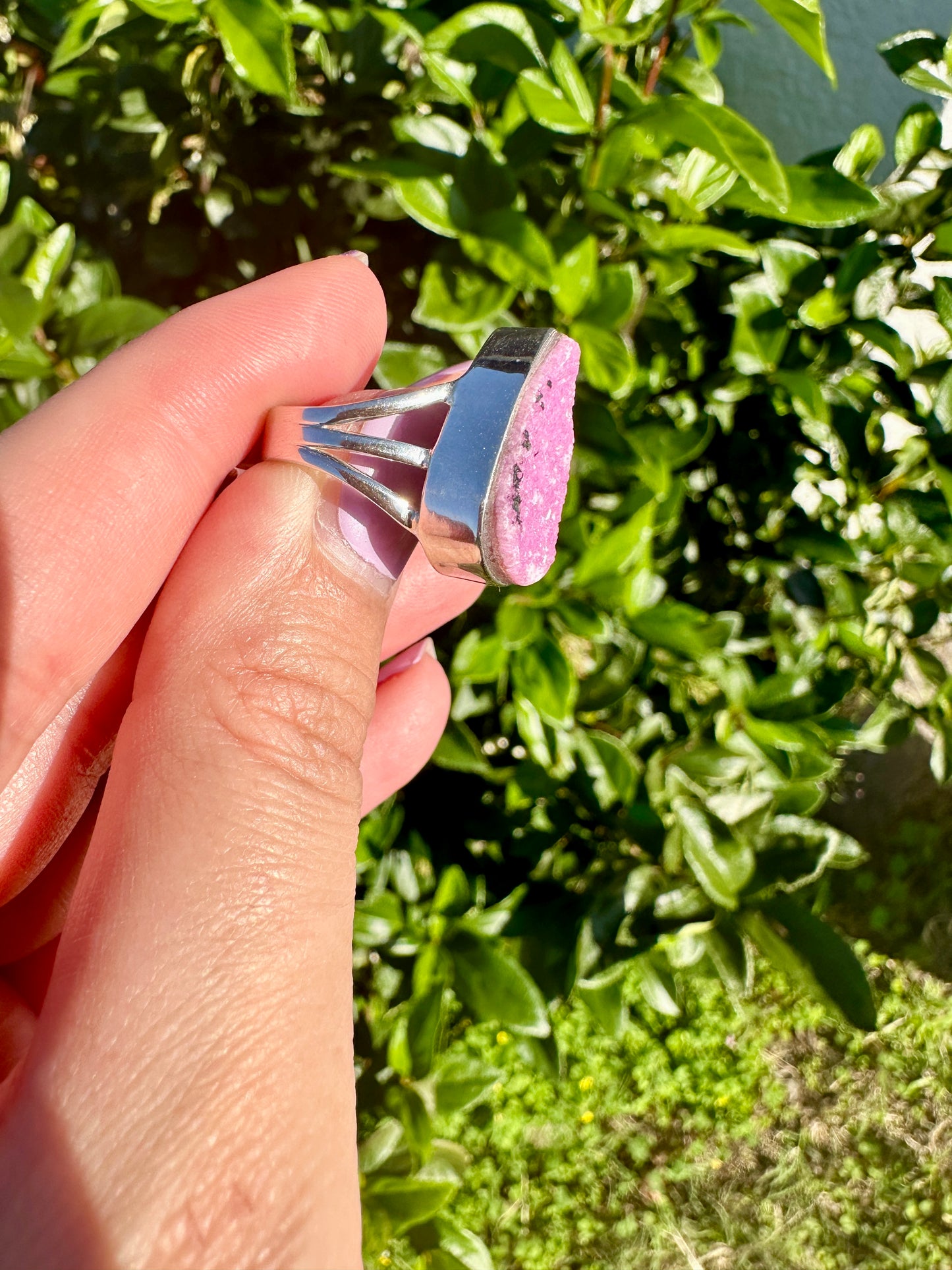 Cobaltoan Calcite Sterling Silver Ring Size 6 - Vibrant Pink Gemstone Jewelry for Love and Healing, Elegant Accessory