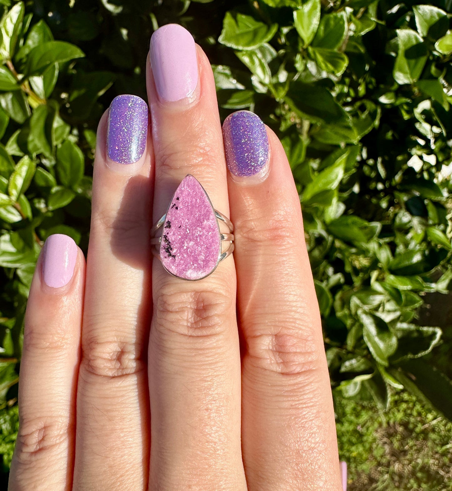 Cobaltoan Calcite Sterling Silver Ring Size 6 - Vibrant Pink Gemstone Jewelry for Love and Healing, Elegant Accessory