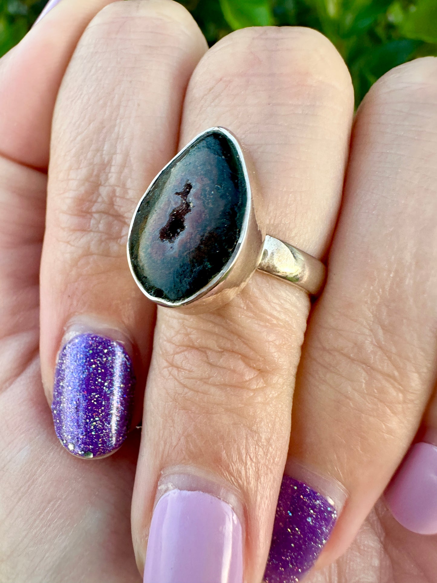Elegant Sterling Silver Agate Druzy Ring - Unique Size 6 Fashion Accessory, Perfect for Every Occasion - Enhance Your Jewelry Collection