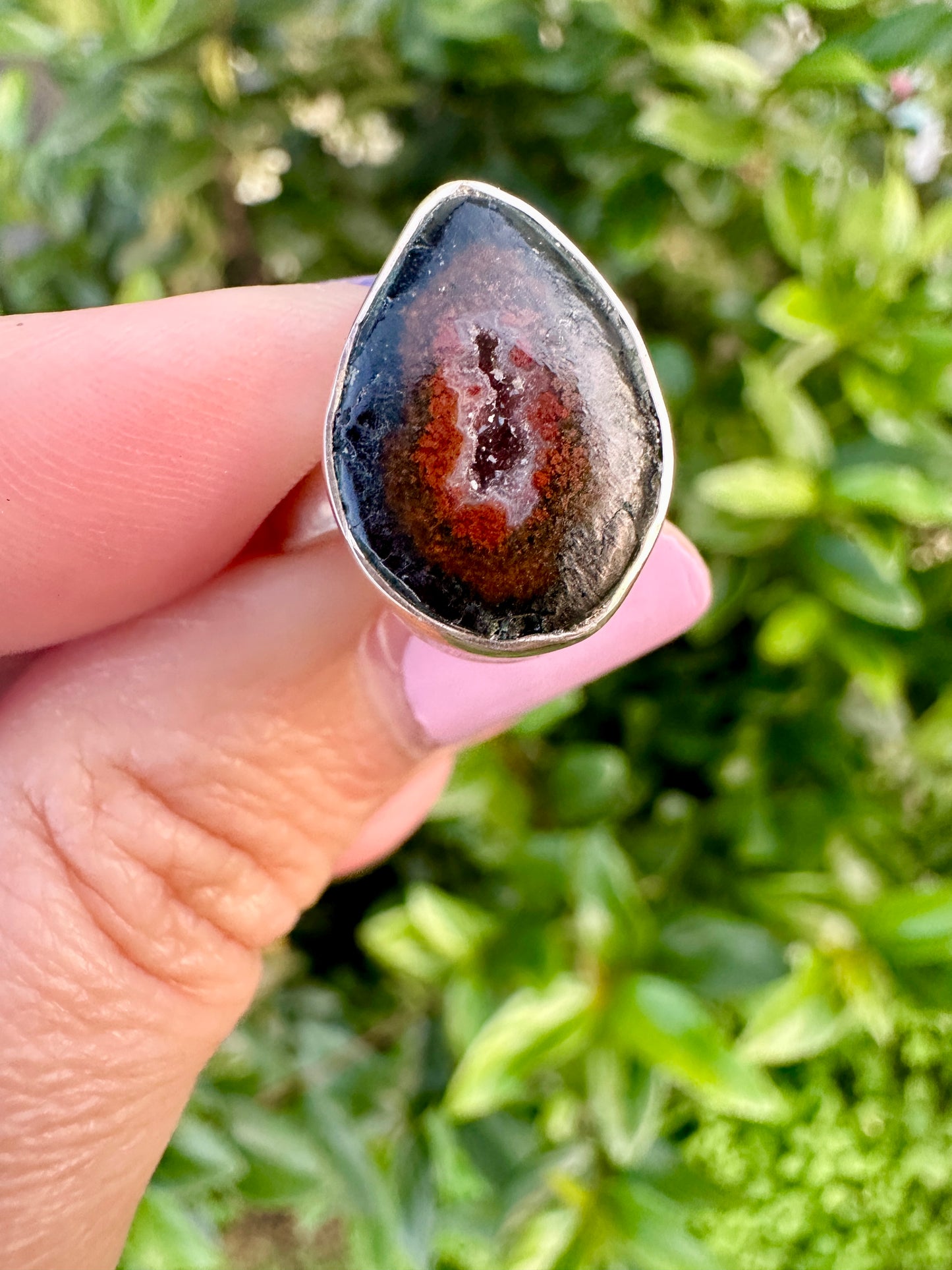 Elegant Sterling Silver Agate Druzy Ring - Unique Size 6 Fashion Accessory, Perfect for Every Occasion - Enhance Your Jewelry Collection