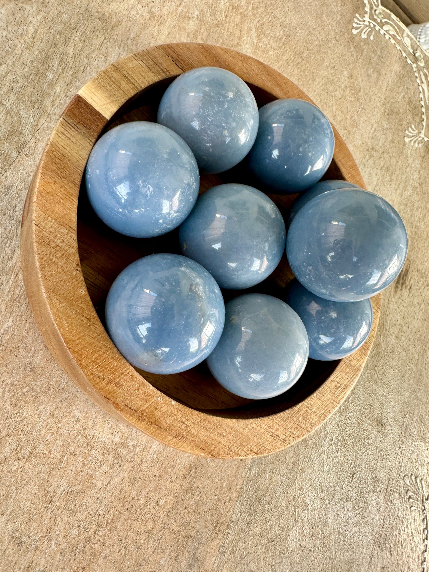 Angelite Spheres 28mm - Serene Blue Angelite Crystal Balls for Healing, Meditation, and Spiritual Decor