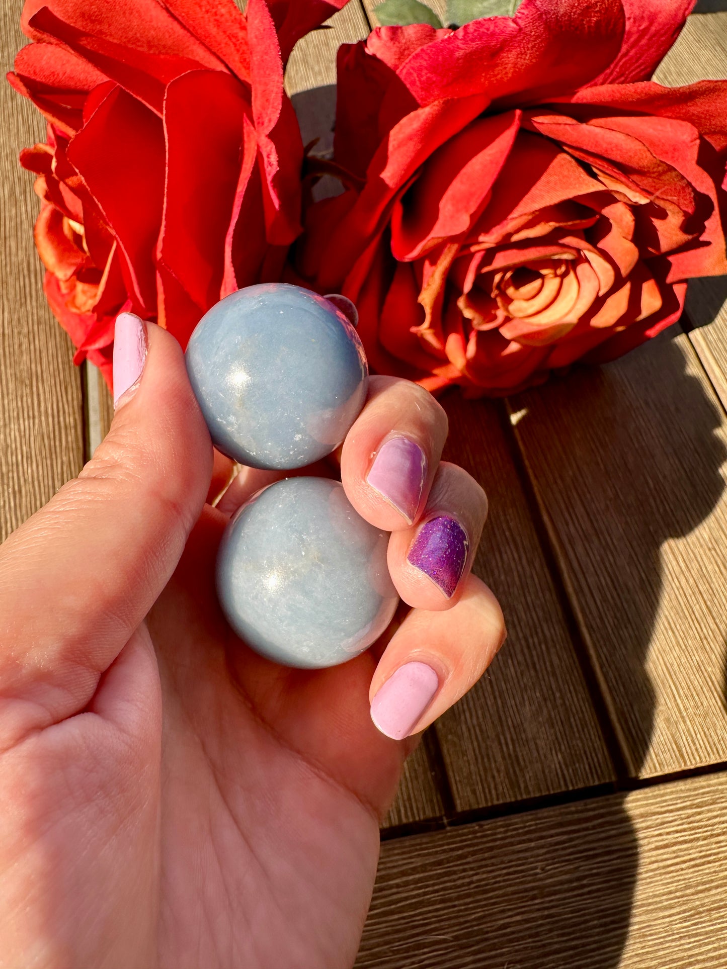 Angelite Spheres 28mm - Serene Blue Angelite Crystal Balls for Healing, Meditation, and Spiritual Decor