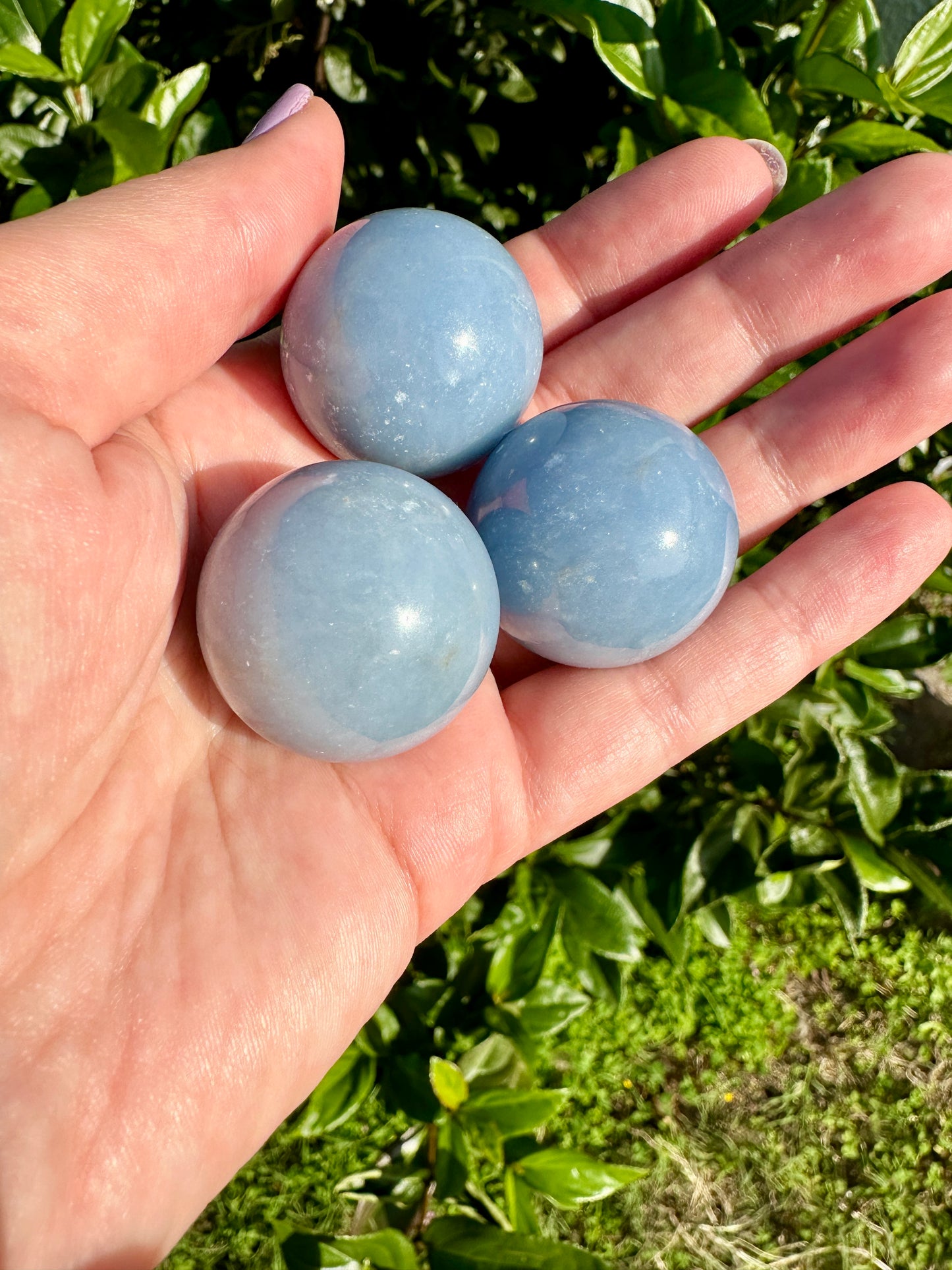 Angelite Spheres 28mm - Serene Blue Angelite Crystal Balls for Healing, Meditation, and Spiritual Decor