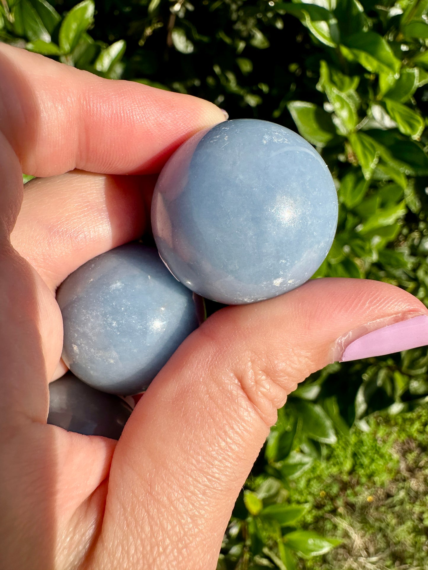 Angelite Spheres 28mm - Serene Blue Angelite Crystal Balls for Healing, Meditation, and Spiritual Decor