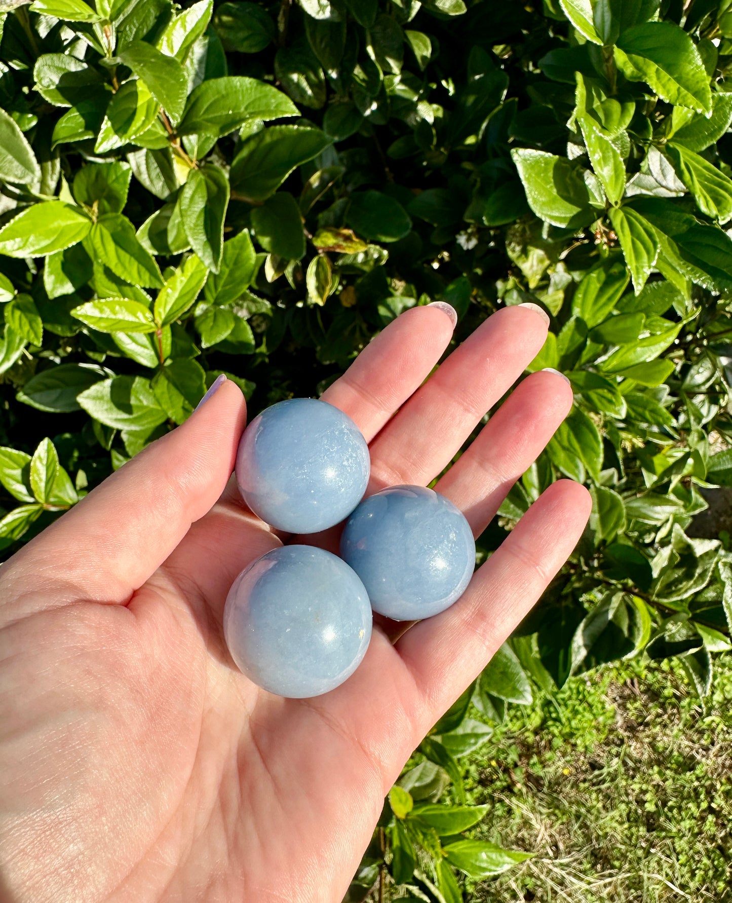 Angelite Spheres 28mm - Serene Blue Angelite Crystal Balls for Healing, Meditation, and Spiritual Decor