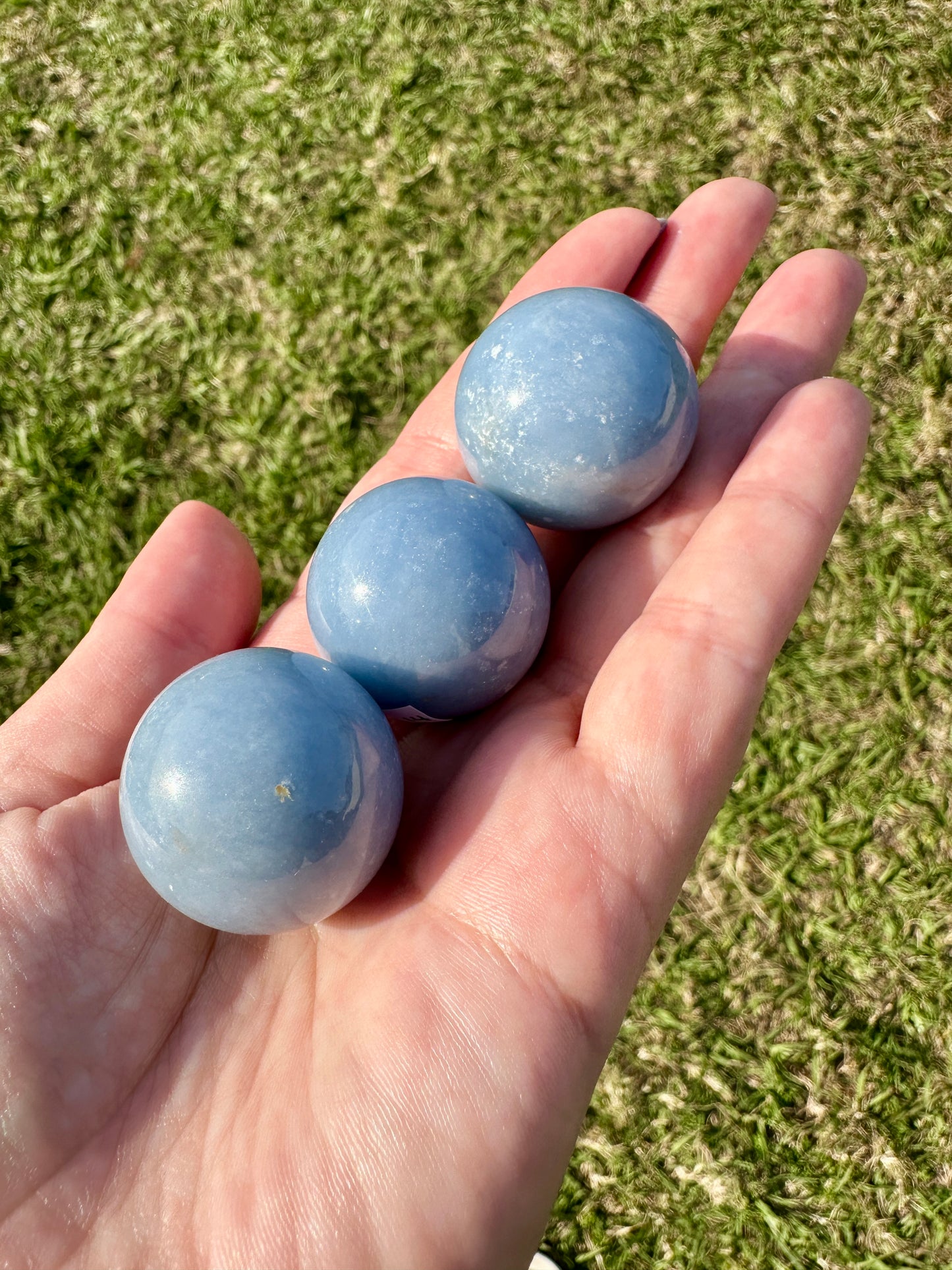 Angelite Spheres 28mm - Serene Blue Angelite Crystal Balls for Healing, Meditation, and Spiritual Decor