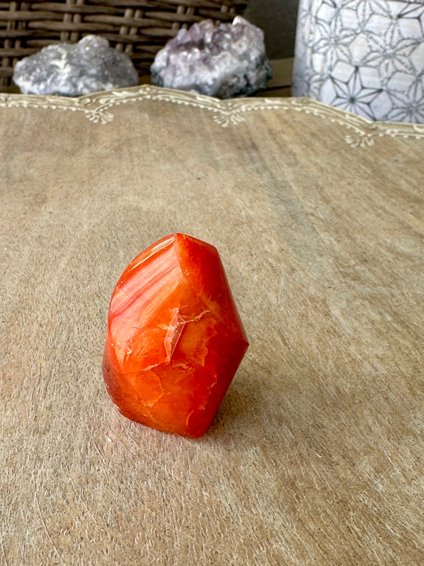 Handcrafted Carnelian Flame Sculpture - Unique Natural Stone Decor for Home and Office, Energizing and Inspiring Carnelian Artwork