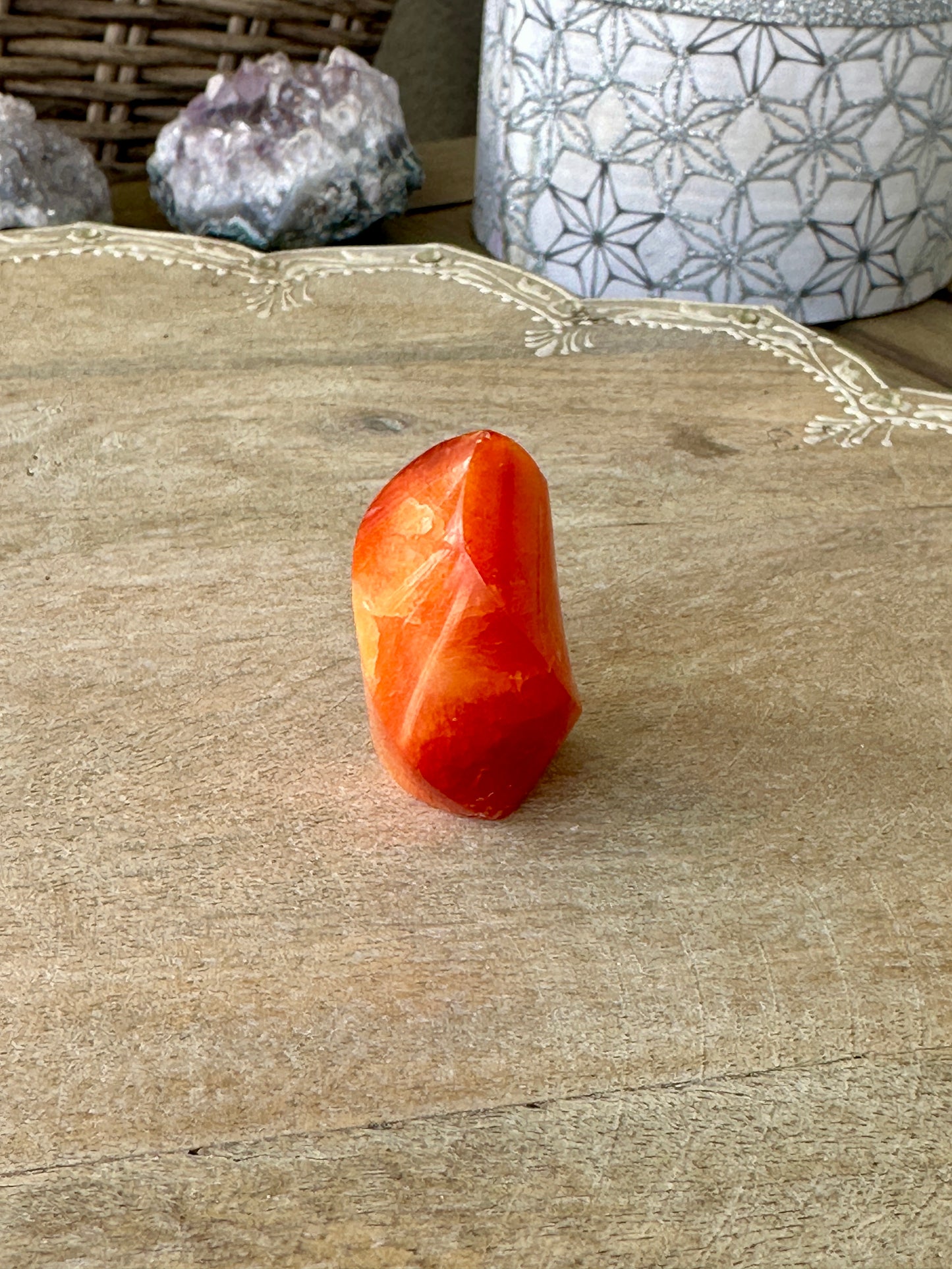 Handcrafted Carnelian Flame Sculpture - Unique Natural Stone Decor for Home and Office, Energizing and Inspiring Carnelian Artwork