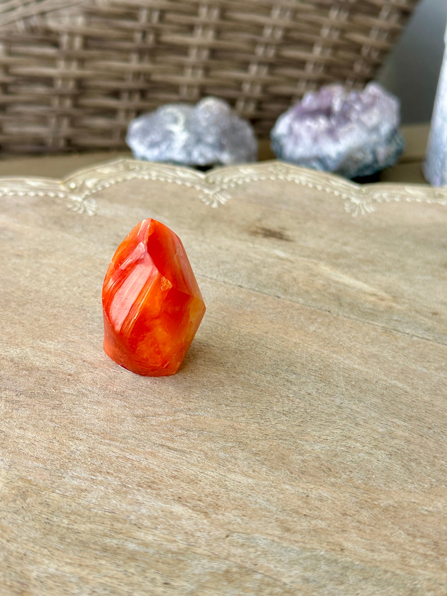 Handcrafted Carnelian Flame Sculpture - Unique Natural Stone Decor for Home and Office, Energizing and Inspiring Carnelian Artwork