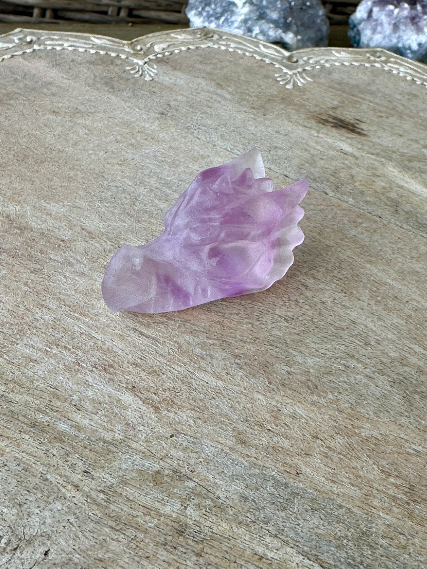 Fluorite Dragon Head Carving - Mystical Crystal Dragon Sculpture, Handcrafted Gemstone Decor for Energy and Inspiration
