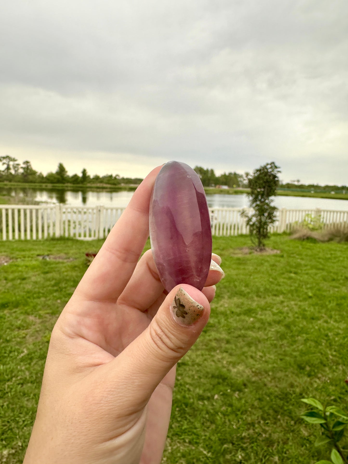 Exquisite Fluorite Palm Stone for Clarity and Protection, Enhance Focus with Vibrant Fluorite, Beautiful Gift for Mindfulness and Healing
