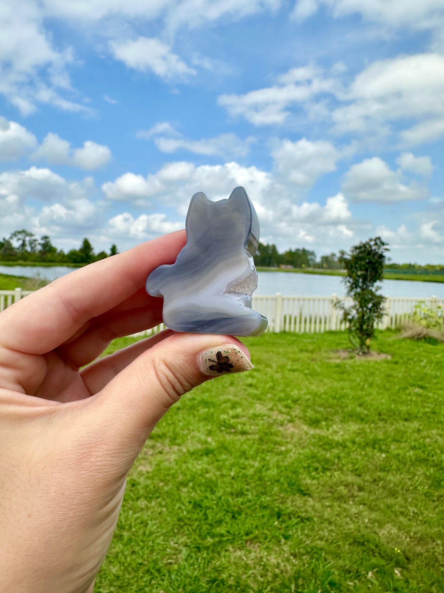 Agate Druzy Cat Carving: Unique Handcrafted Gemstone Decor, Sparkling Natural Beauty for Cat Lovers & Crystal Collectors