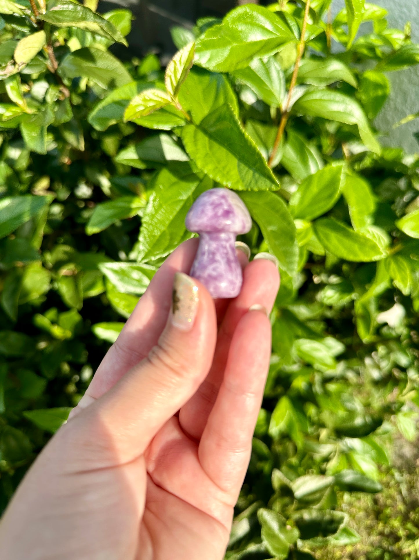 Lepidolite Mushroom Carving - Soothing Crystal Decor for Peaceful Ambiance in Home and Wellness Spaces