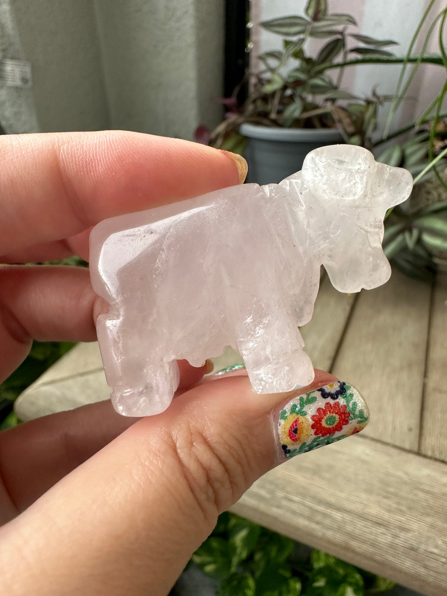 Rose Quartz Cow Carving for Home Decor | Natural Stone Healing Crystal | Cow Figurine Sculpture | Spiritual Animal Totem Gift