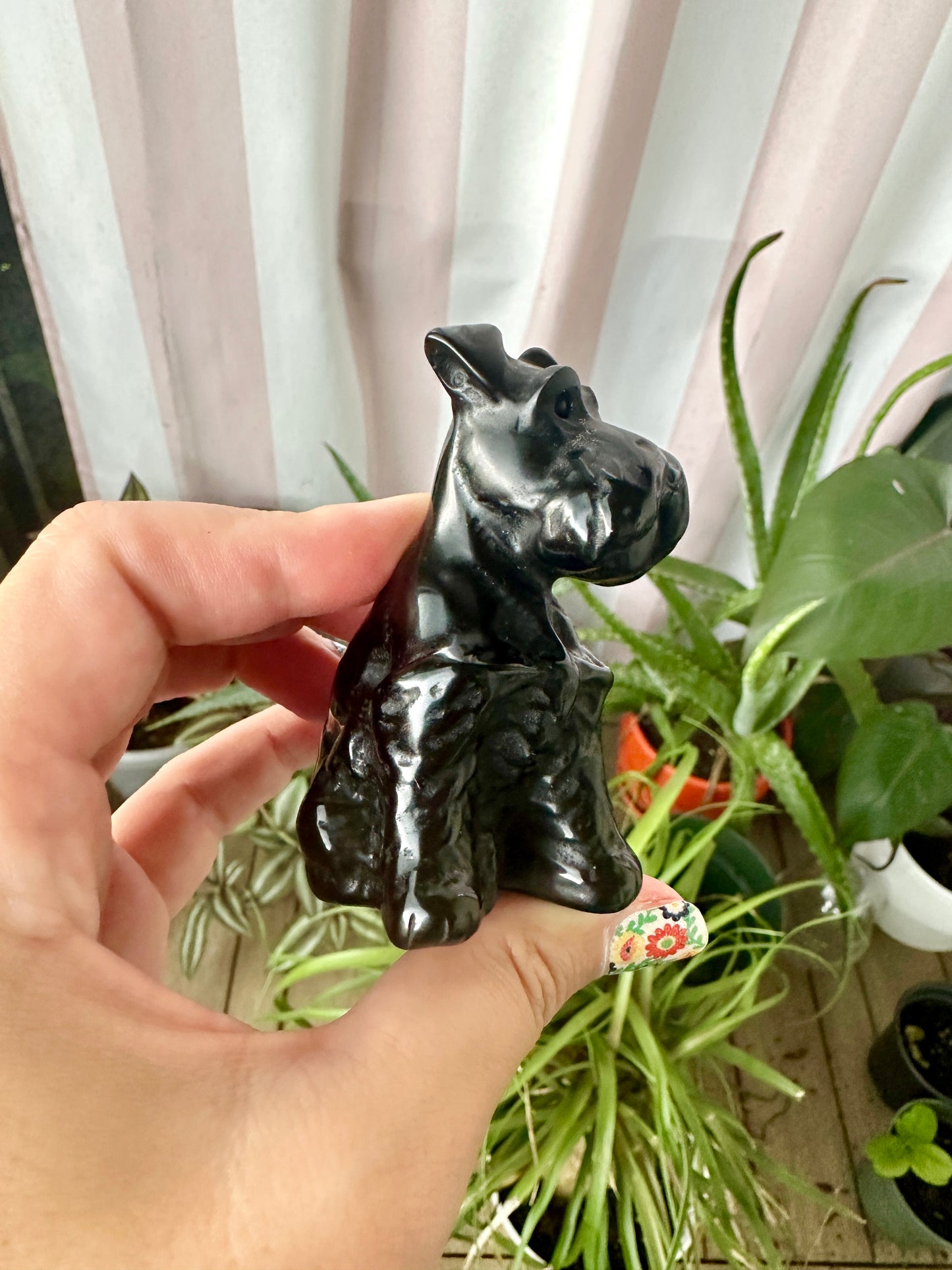 Black Obsidian Dog Carving for Home Decor | Healing Crystal Figurine | Natural Stone Dog Sculpture | Spiritual Animal Totem Gift