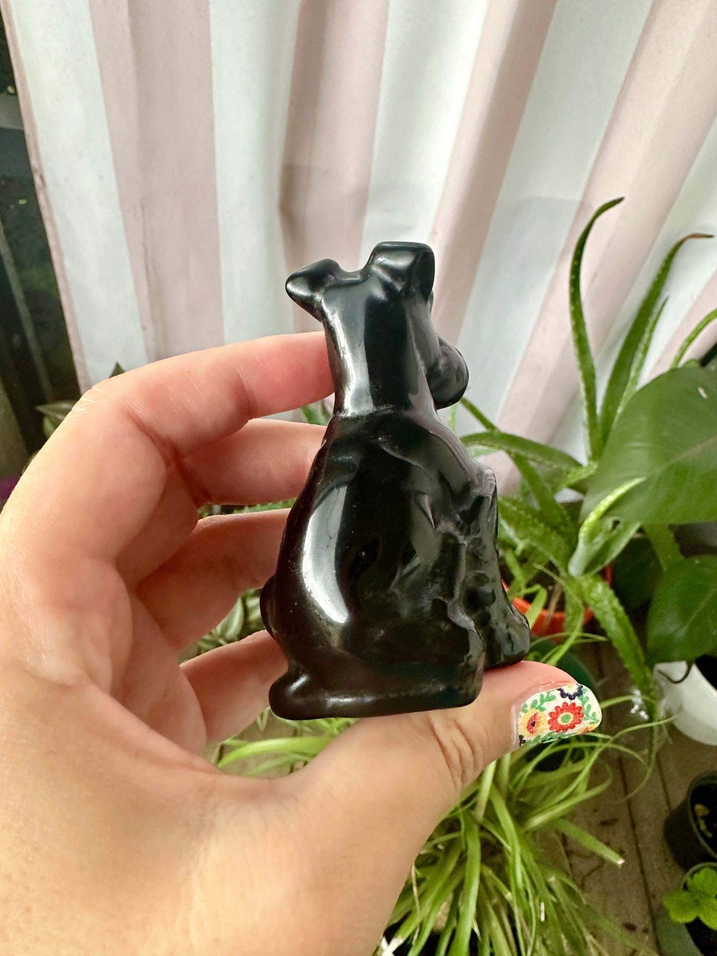 Black Obsidian Dog Carving for Home Decor | Healing Crystal Figurine | Natural Stone Dog Sculpture | Spiritual Animal Totem Gift