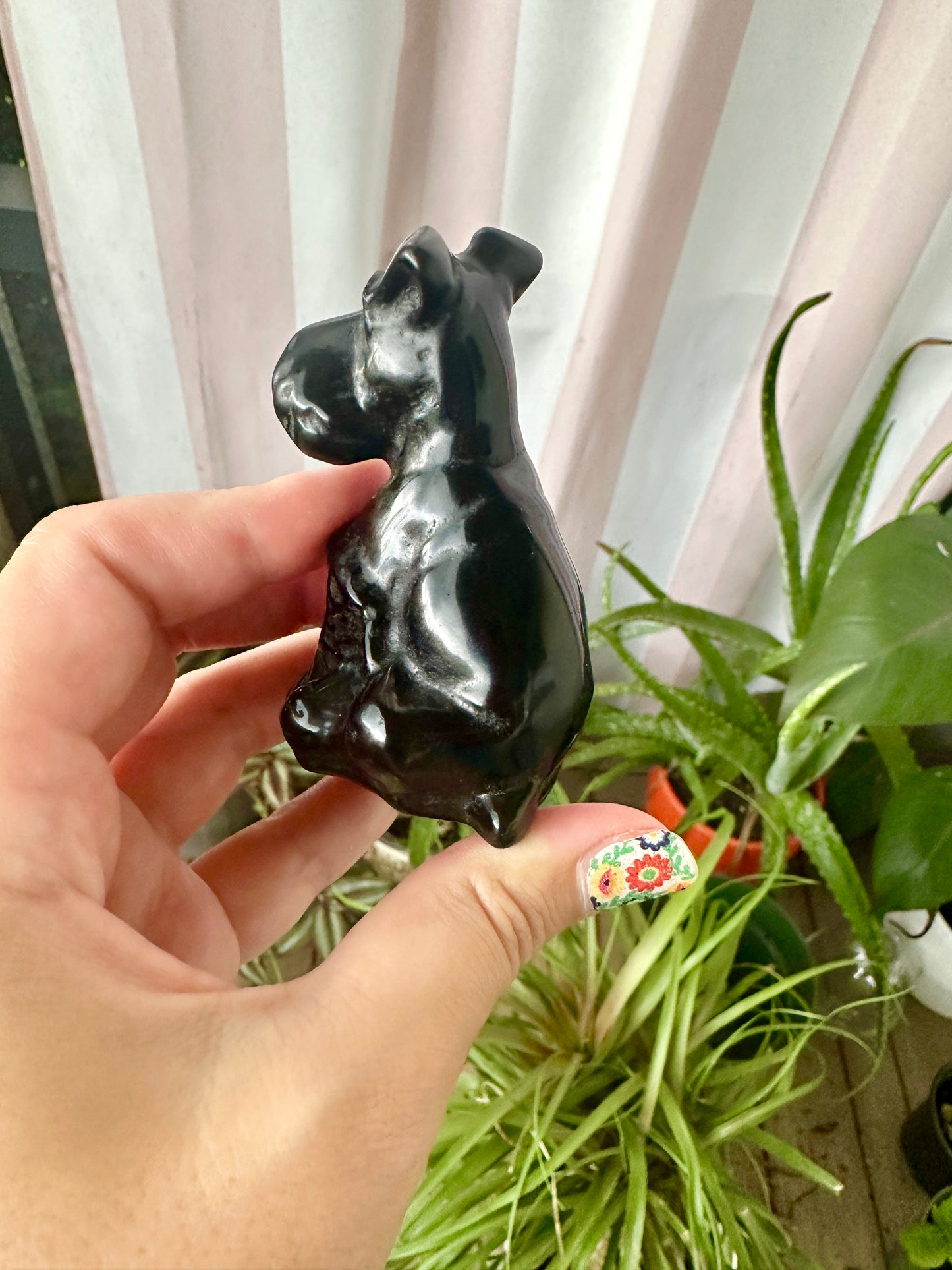 Black Obsidian Dog Carving for Home Decor | Healing Crystal Figurine | Natural Stone Dog Sculpture | Spiritual Animal Totem Gift