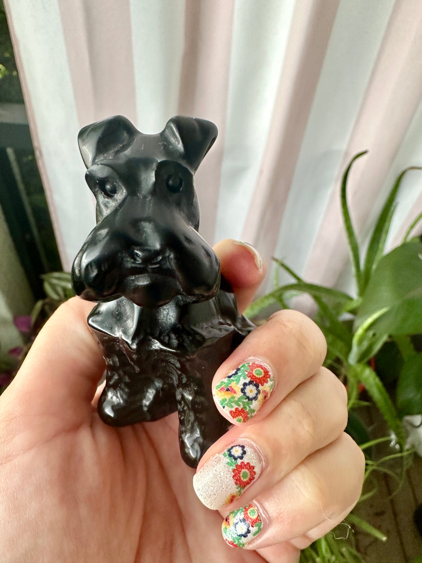 Black Obsidian Dog Carving for Home Decor | Healing Crystal Figurine | Natural Stone Dog Sculpture | Spiritual Animal Totem Gift