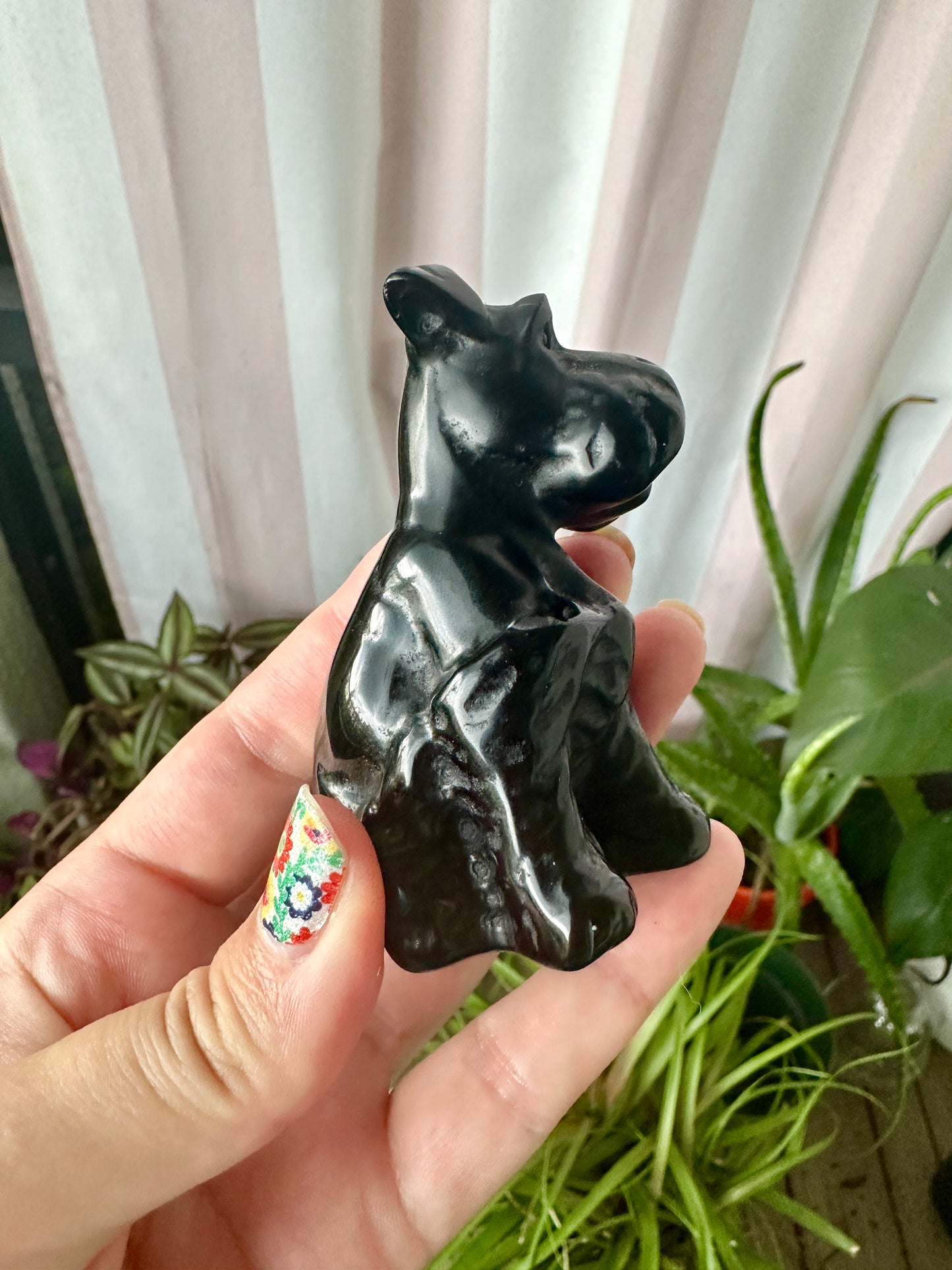 Black Obsidian Dog Carving for Home Decor | Healing Crystal Figurine | Natural Stone Dog Sculpture | Spiritual Animal Totem Gift