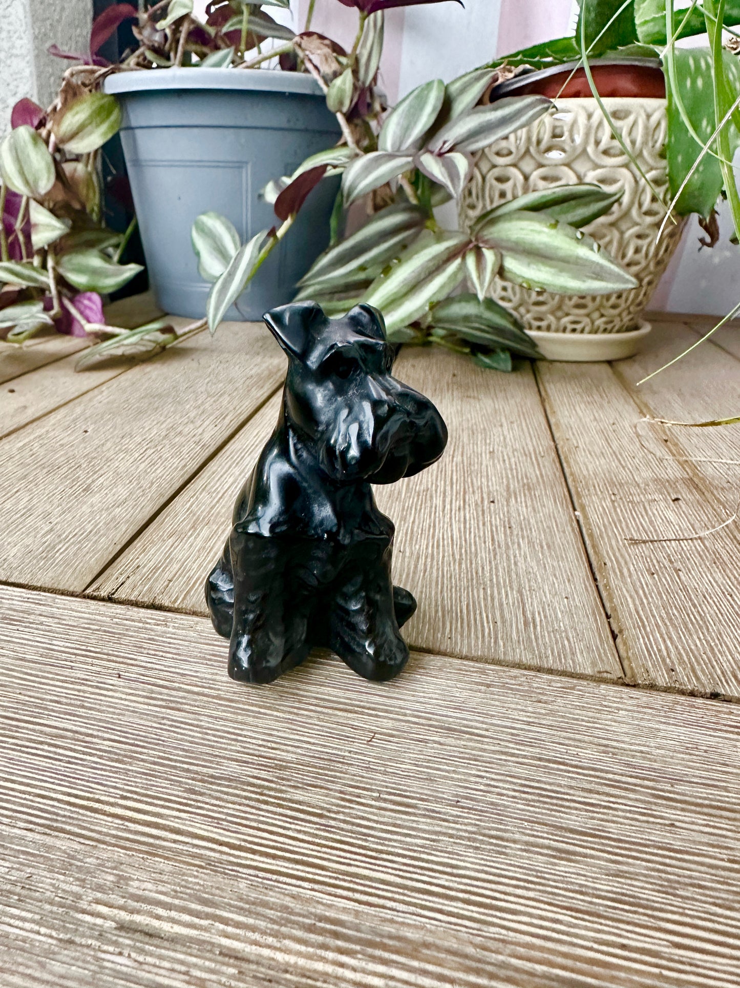 Black Obsidian Dog Carving for Home Decor | Healing Crystal Figurine | Natural Stone Dog Sculpture | Spiritual Animal Totem Gift