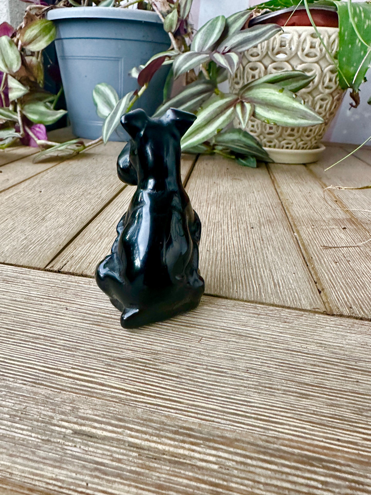 Black Obsidian Dog Carving for Home Decor | Healing Crystal Figurine | Natural Stone Dog Sculpture | Spiritual Animal Totem Gift