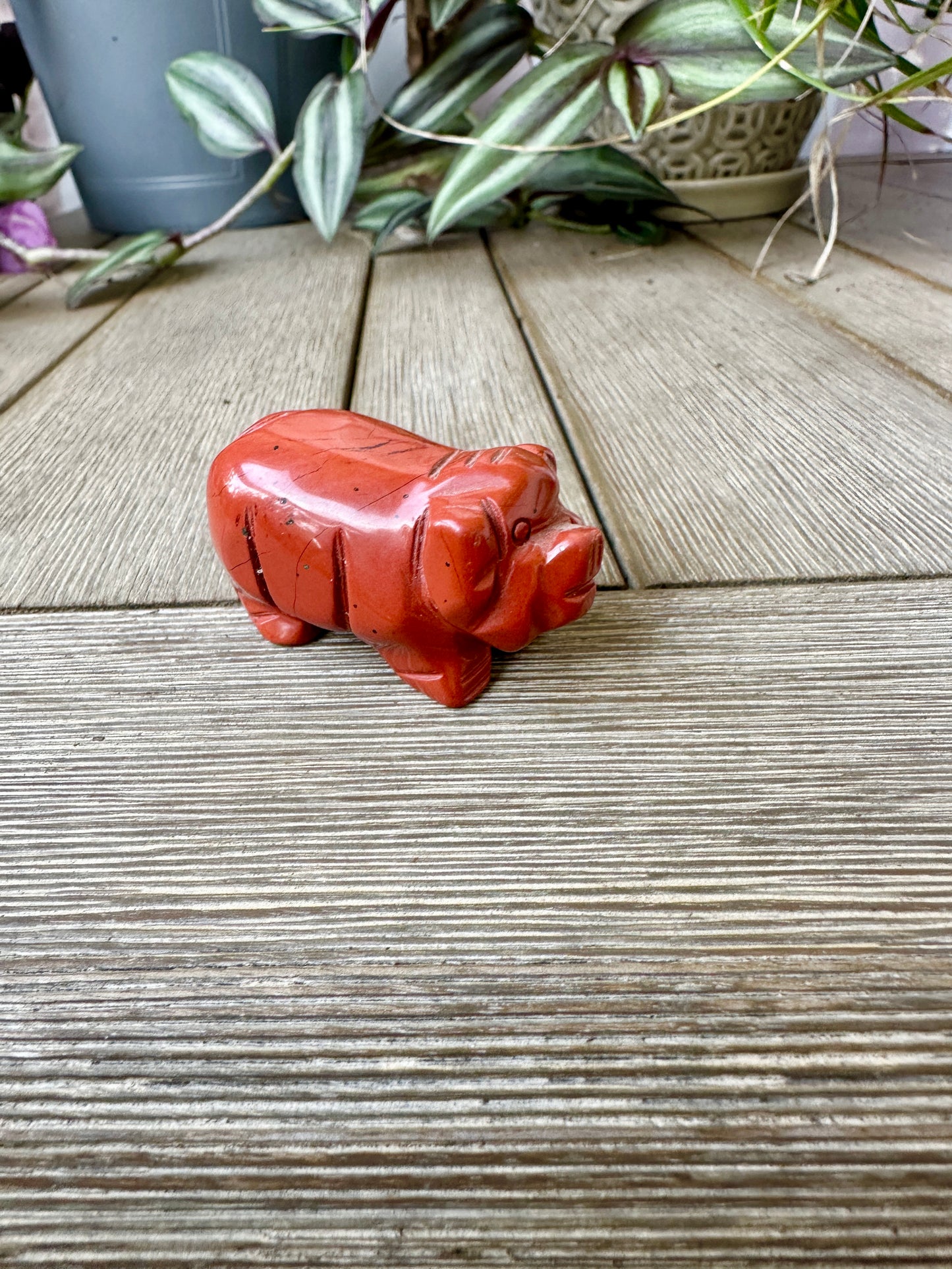 Red Jasper Pig Carving for Home Decor | Natural Stone Healing Crystal | Pig Figurine Sculpture | Spiritual Animal Totem Gift