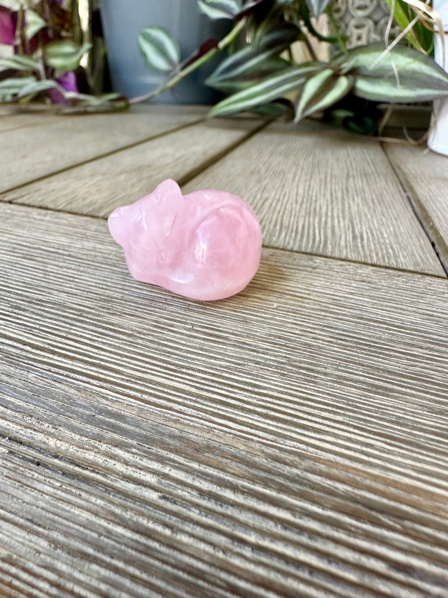 Rose Quartz Sleeping Cat Carving for Home Decor | Natural Stone Healing Crystal Figurine | Spiritual Animal Totem Gift