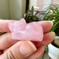 Rose Quartz Sleeping Cat Carving for Home Decor | Natural Stone Healing Crystal Figurine | Spiritual Animal Totem Gift