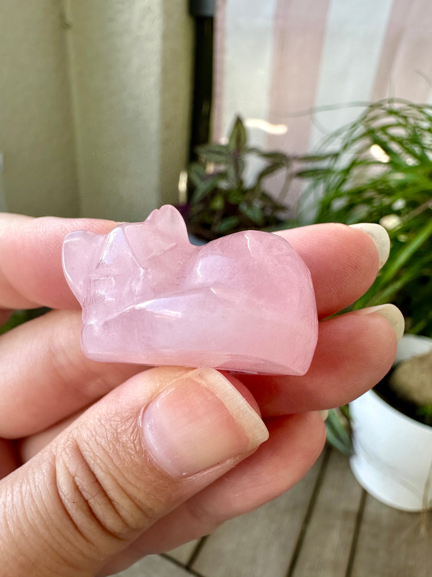 Rose Quartz Sleeping Cat Carving for Home Decor | Natural Stone Healing Crystal Figurine | Spiritual Animal Totem Gift