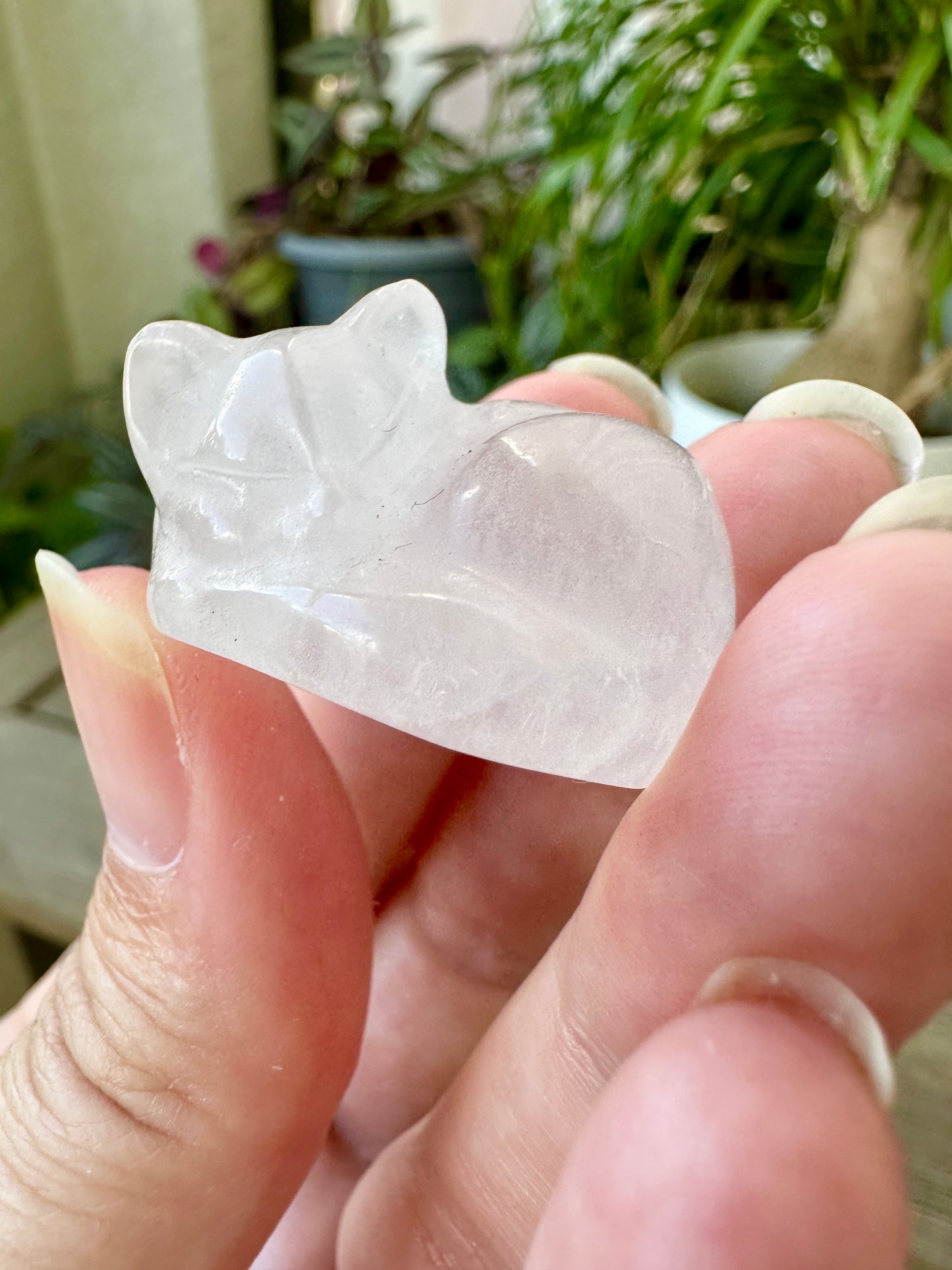 Clear Quartz Sleeping Cat Carving for Home Decor | Natural Healing Crystal Figurine | Spiritual Animal Totem | Crystal Gift Idea