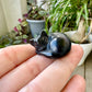 Black Obsidian Sleeping Cat Carving for Home Decor | Natural Healing Crystal Figurine | Spiritual Animal Totem | Protective Stone Gift