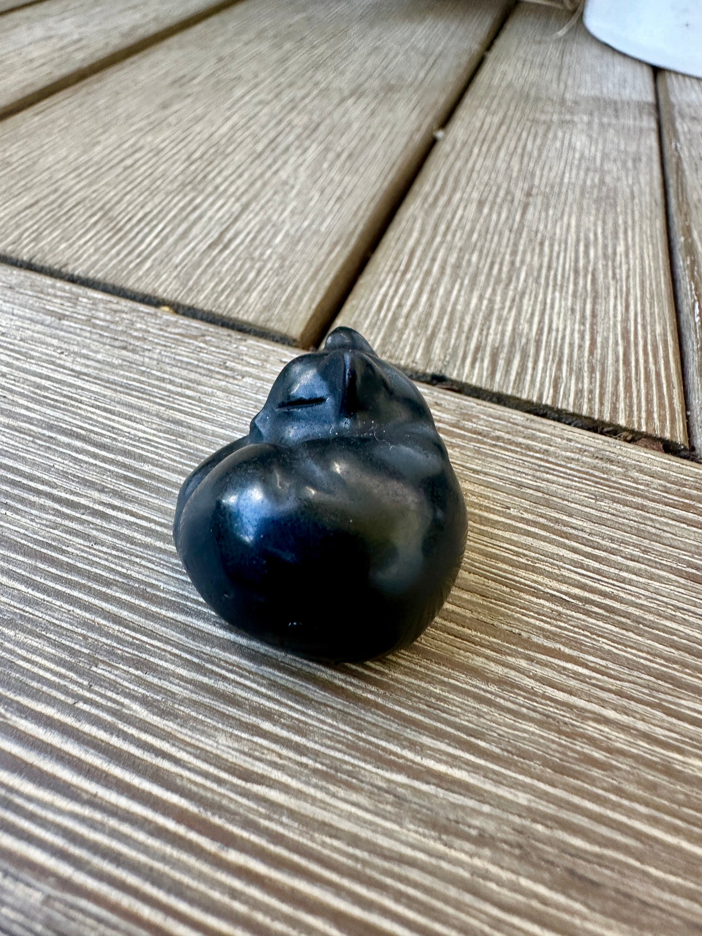 Black Obsidian Sleeping Cat Carving for Home Decor | Natural Healing Crystal Figurine | Spiritual Animal Totem | Protective Stone Gift