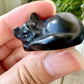 Black Obsidian Sleeping Cat Carving for Home Decor | Natural Healing Crystal Figurine | Spiritual Animal Totem | Protective Stone Gift