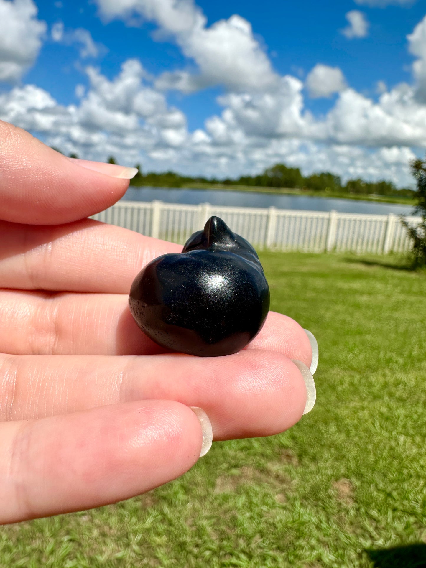 Black Obsidian Sleeping Cat Carving for Home Decor | Natural Healing Crystal Figurine | Spiritual Animal Totem | Protective Stone Gift