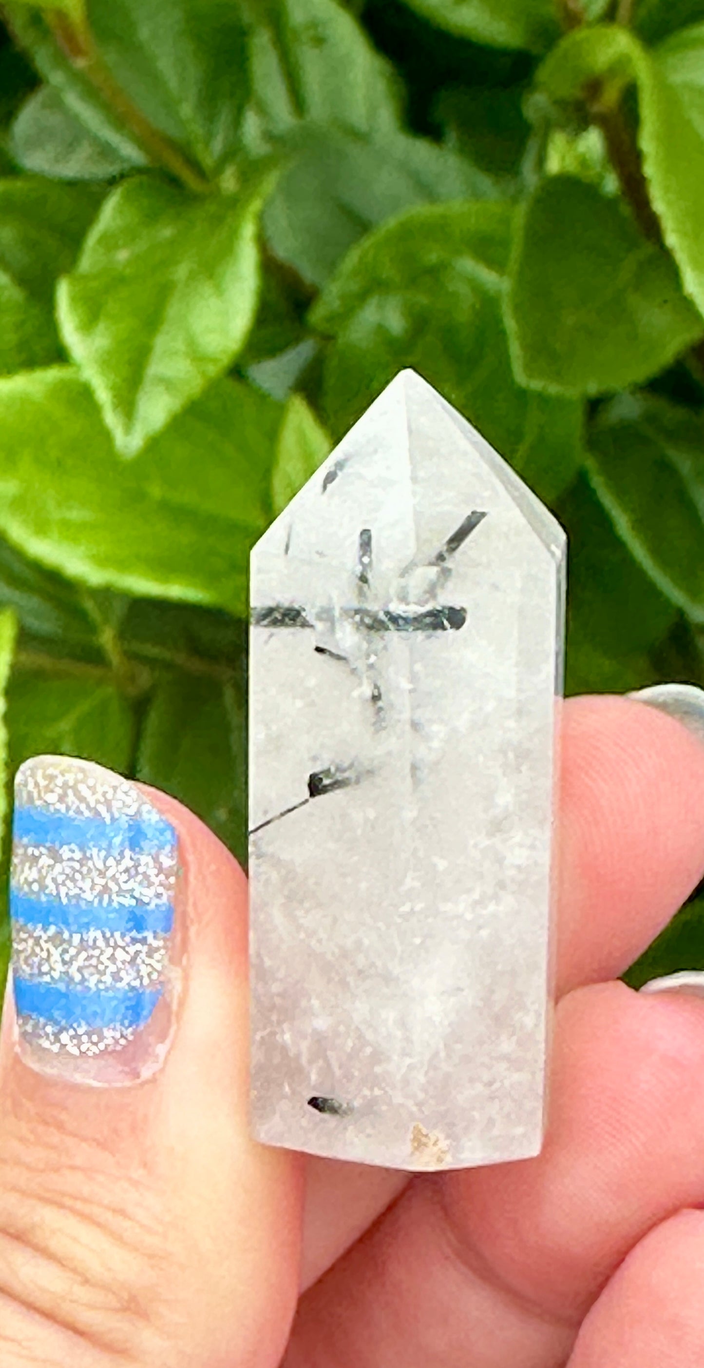 Black Tourmaline in Quartz Tower: Majestic Protective Stone for Energy Cleansing & Spiritual Shielding, Ideal for Home and Office