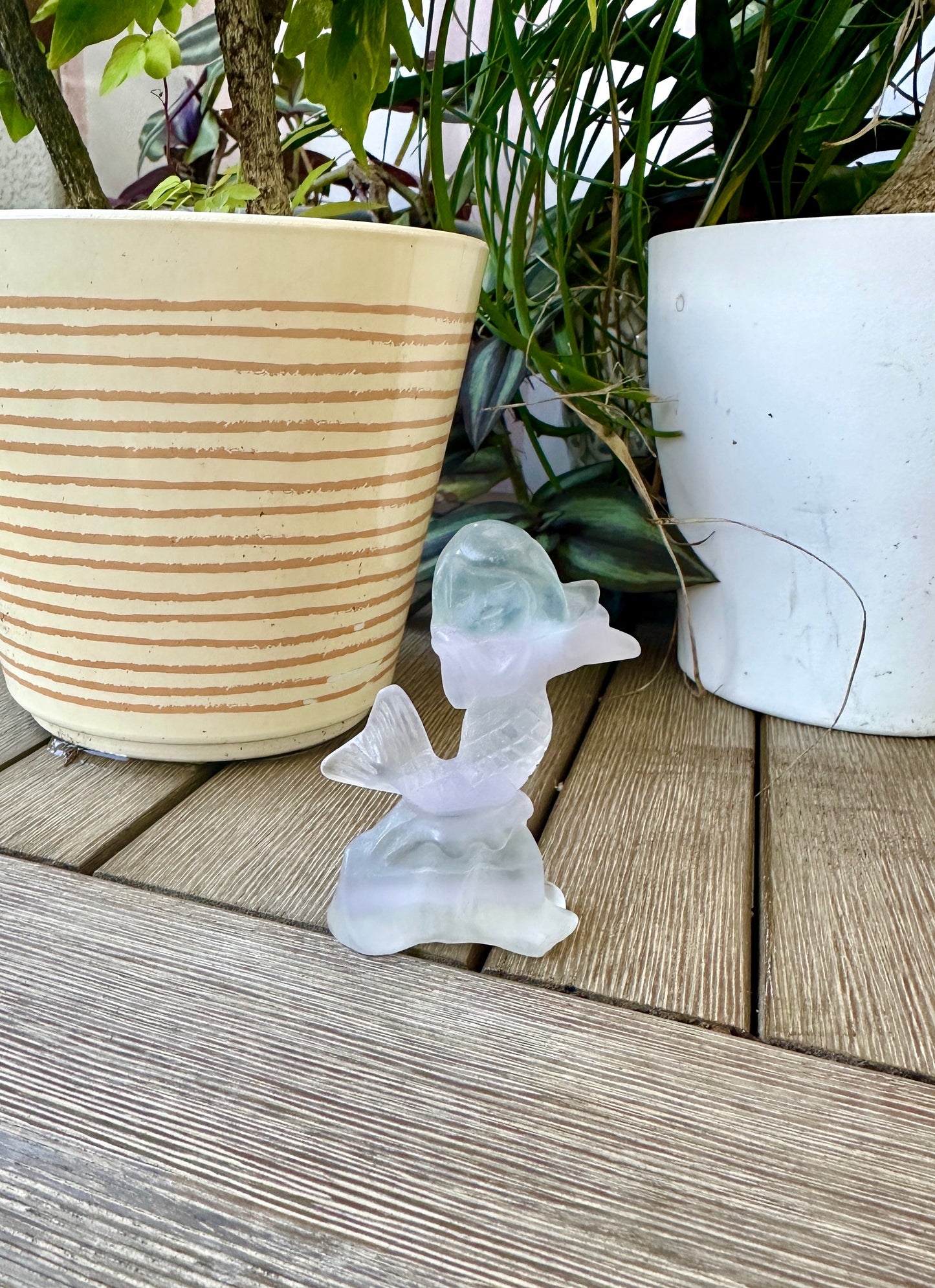 Fluorite Mermaid Carving, Ethereal Crystal Sculpture, Healing Crystal Decor, Unique Gift for Crystal Lovers, Mermaid Figurine Art