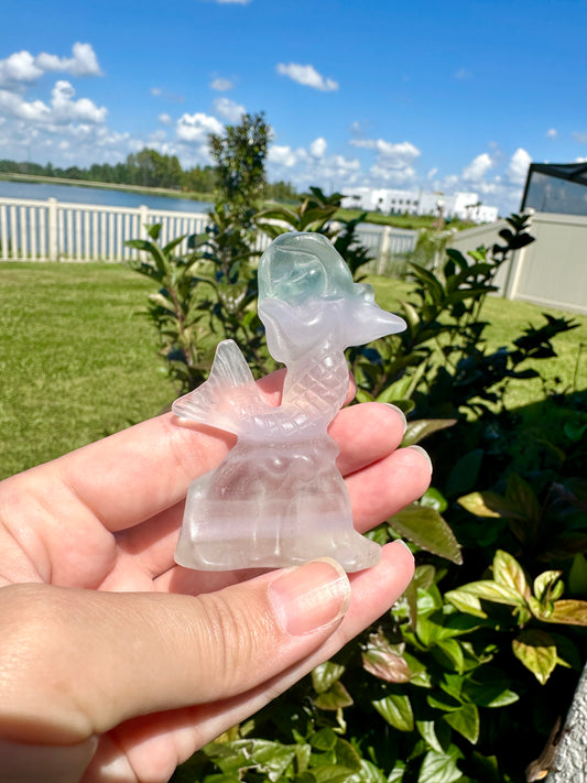 Fluorite Mermaid Carving, Ethereal Crystal Sculpture, Healing Crystal Decor, Unique Gift for Crystal Lovers, Mermaid Figurine Art