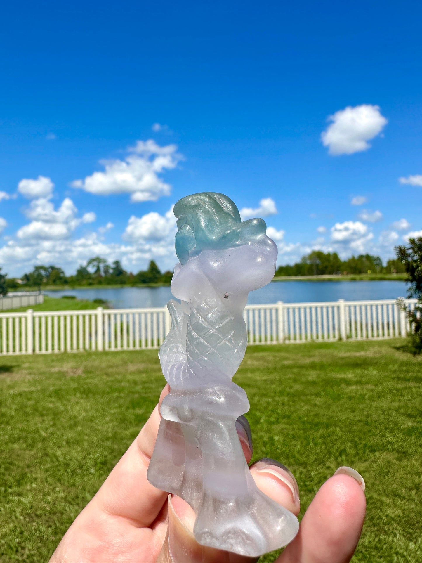 Fluorite Mermaid Carving, Ethereal Crystal Sculpture, Healing Crystal Decor, Unique Gift for Crystal Lovers, Mermaid Figurine Art