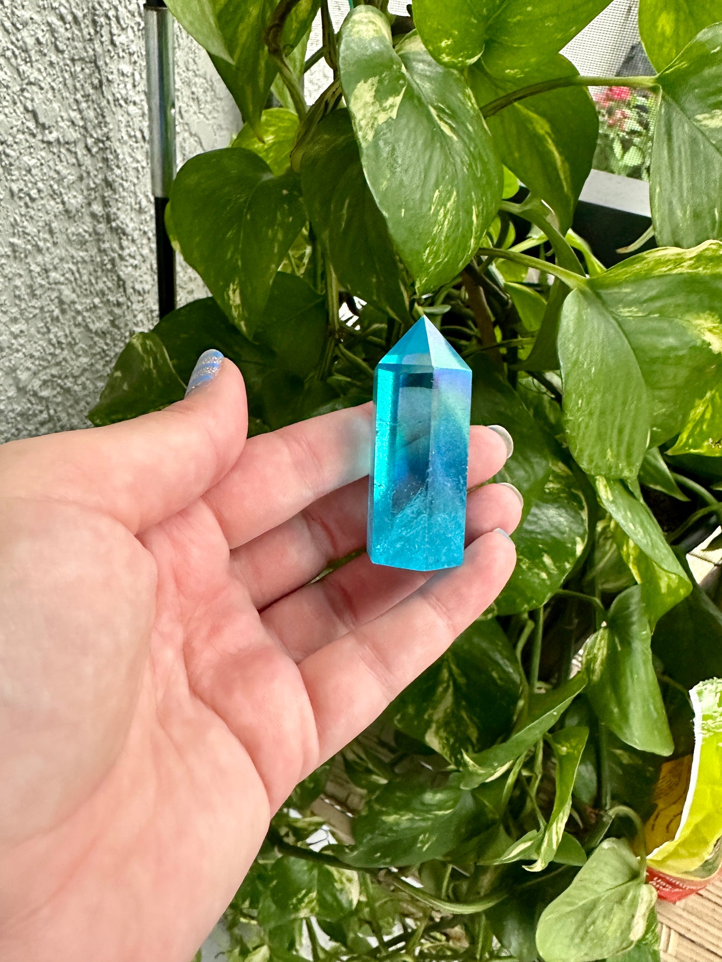 Blue Aura Quartz Tower - Majestic Crystal Point for Clarity & Communication, Handcrafted Gemstone Obelisk, Ethereal Energy Decor Piece